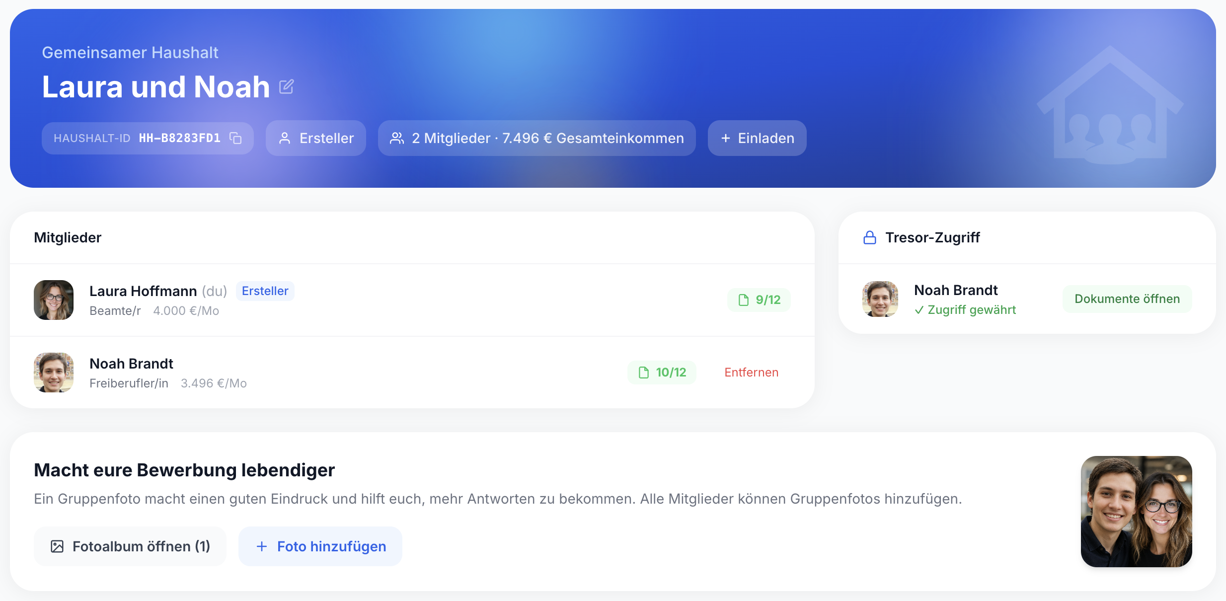 Haushaltsbewerbungen